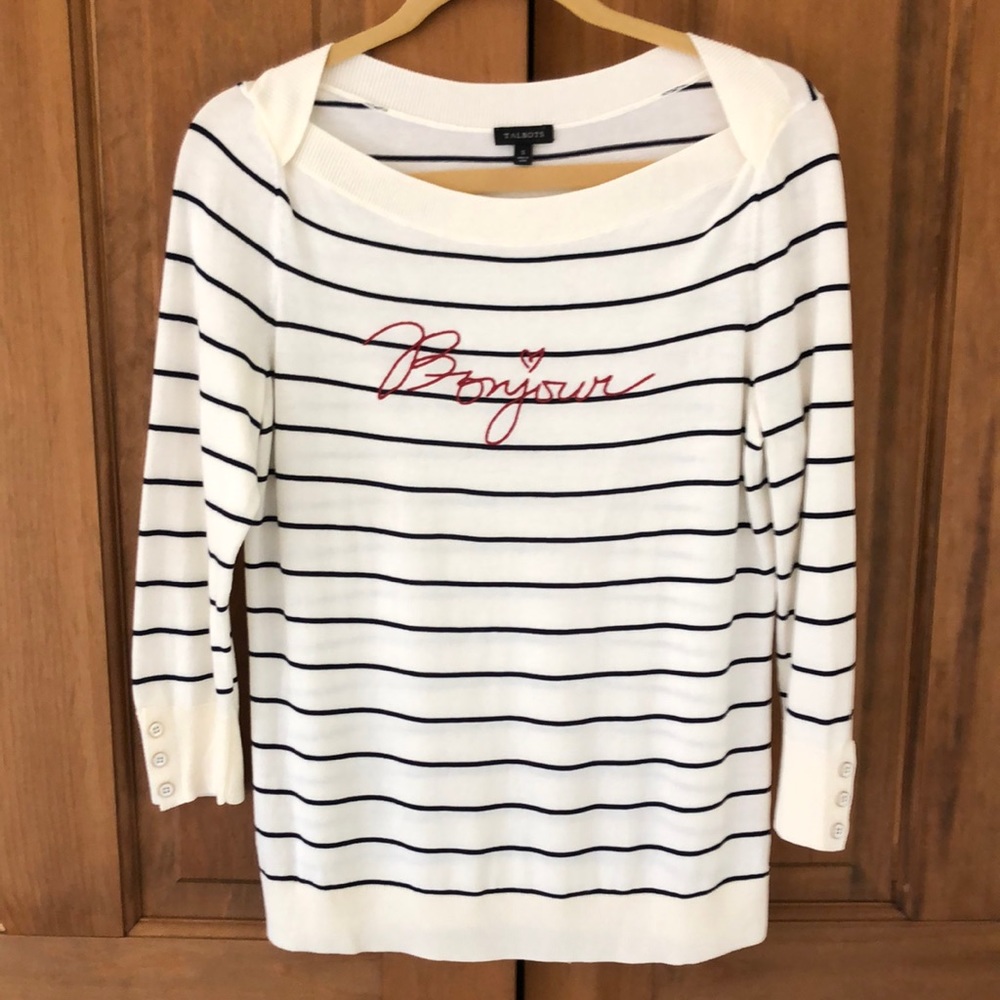 Talbots boatneck 3/4 sleeve sweater